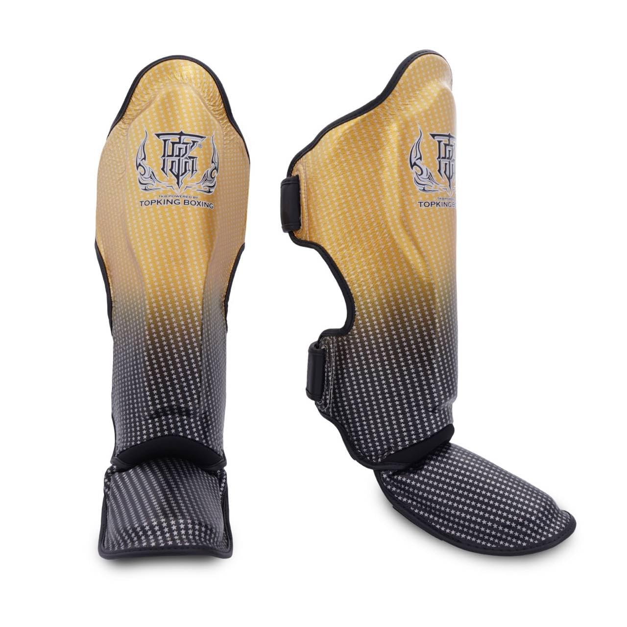 Top King New Pro Leather Shin Guards for Muay Thai