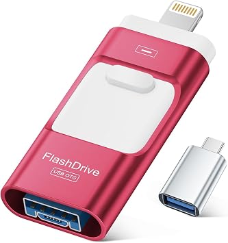 ROSPE MFi Certified 256GB iPhone Flash Drive, Photo Stick Memory Stick for iPhone iPad, USB Thumb Drive for Photos Videos Transfer & Backup, External Storage Compatible for iPhone/Android/PC/Mac Red