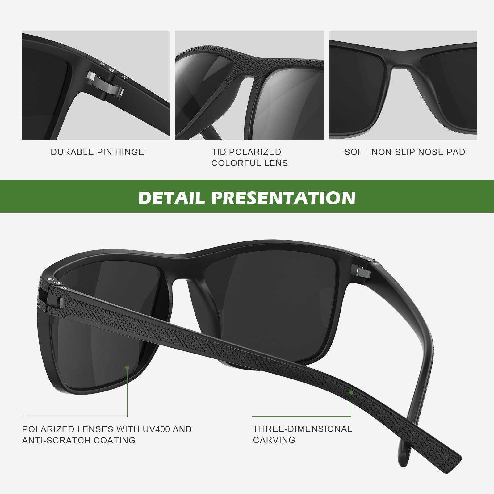 Fanshen Occhiali da sole sportivi polarizzati da uomo, protezione UV, leggeri, per guida, pesca, golf, ciclismo