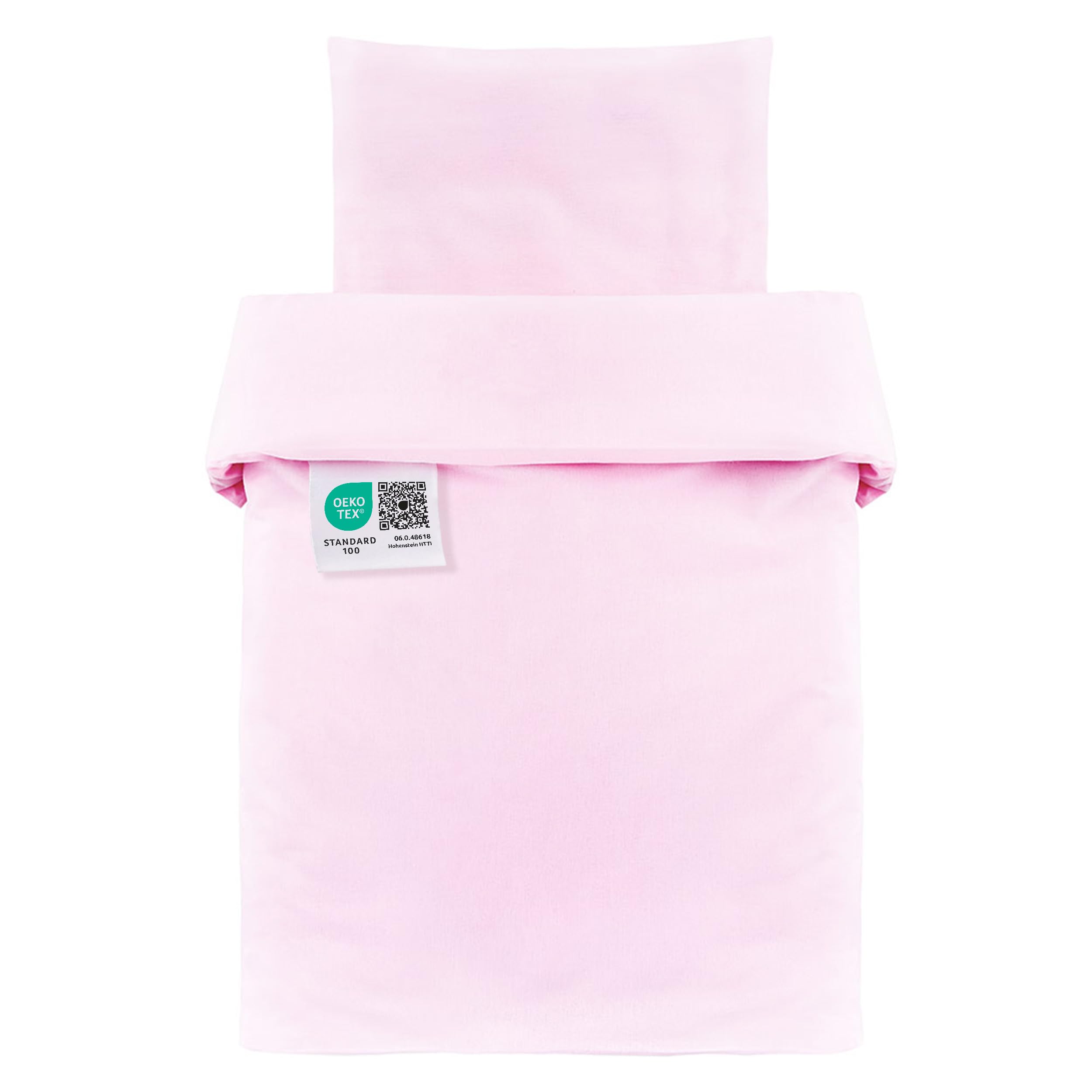 MAKIAN Baby Bettwäsche Set - 80x80 cm / 35x40 cm - 2-teilige Kinderbettwäsche (Deckenbezug, Kissenbezug) aus 100% Baumwolle - passend für Babybett, Stubenwagen, Kinderwagen (Rosa)