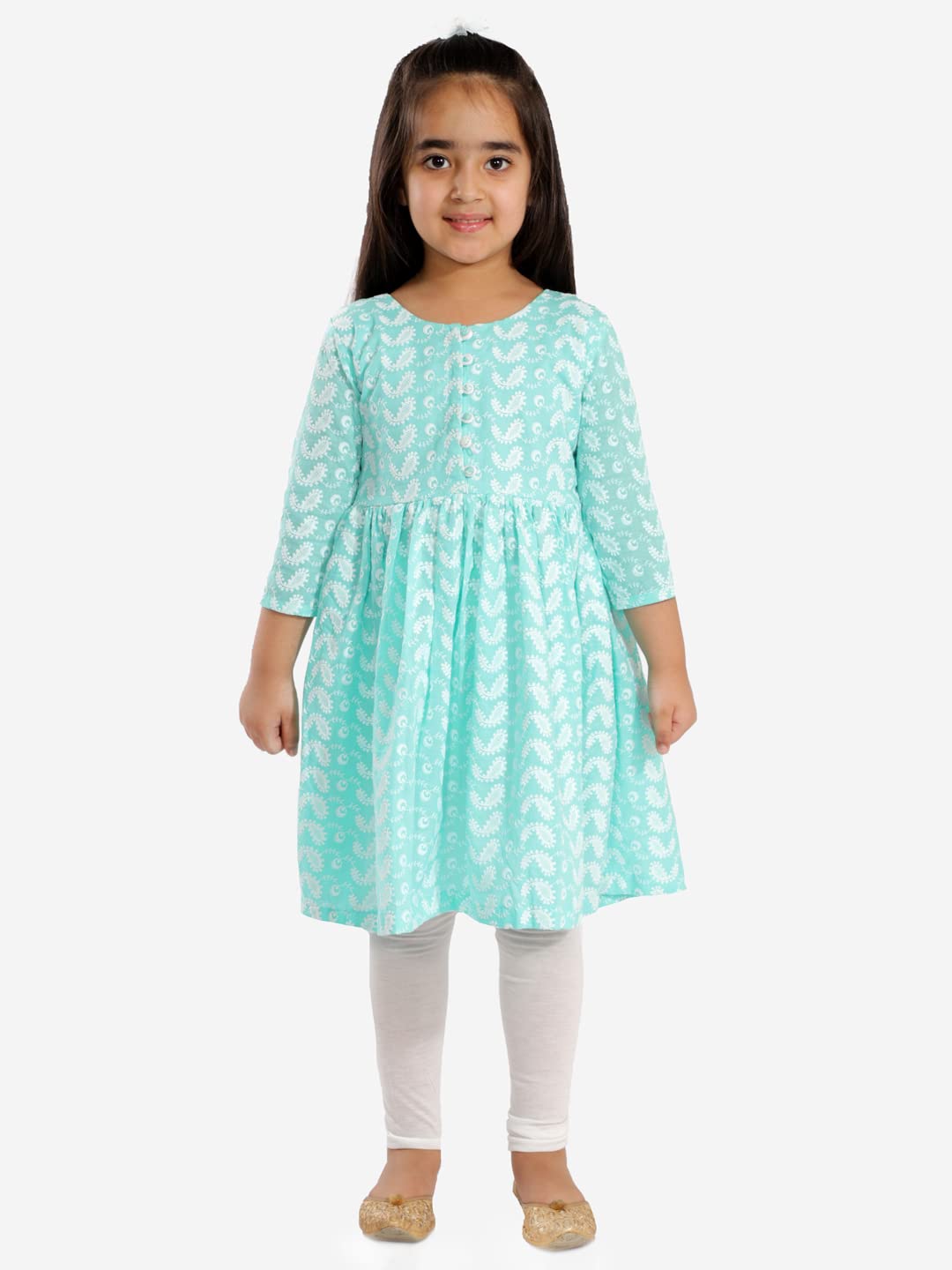 VASTRAMAY Kurta Conjunto de algodón para niña – Bordado Chikankari EID Festival