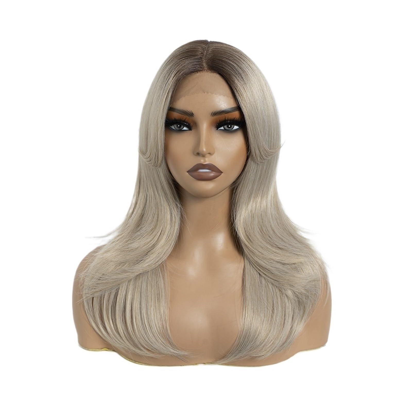 ZTHYSHOZ Women's Wig 20 Inch Straight Cosplay Wig Ombre Blonde Wigs For Women Synthetic Lace Front