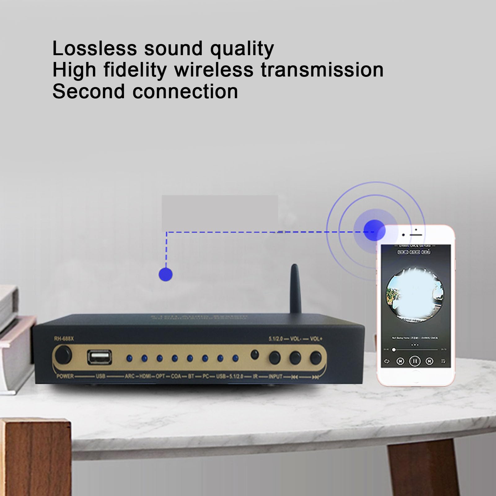 Decodificador de Sonido 5.1 Canales, Digital AC3 DTS LPCM HDCD PCM Soporte Decodificación Interfaz Multimedia 4K HD 2.0b con Reproducción USB 5.0, para Cine en Casa 360 PC (Enchufe de la UE)