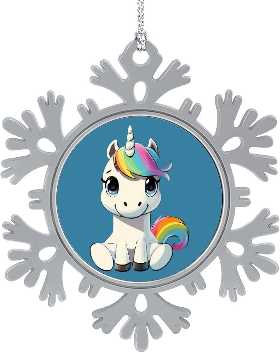 Cutest Unicorrn Personalized Christmas Snowflake Ornaments Custom Xmas Tree Hanging Decoration for Party Holiday