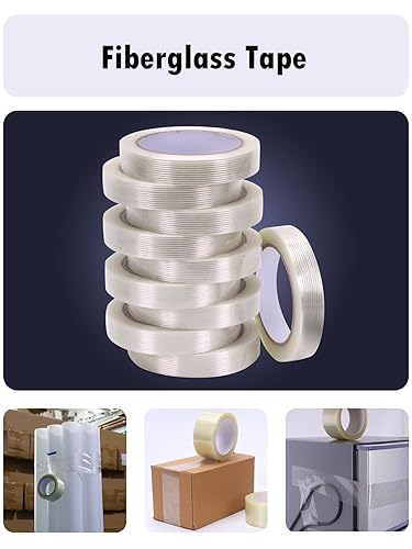 Miniatura 10 de Cinta de fleje de filamento mono de 12 pulgada, cinta de filamento reforzada resistente, embalaje reforzado de fibra de vidrio transparente, (14