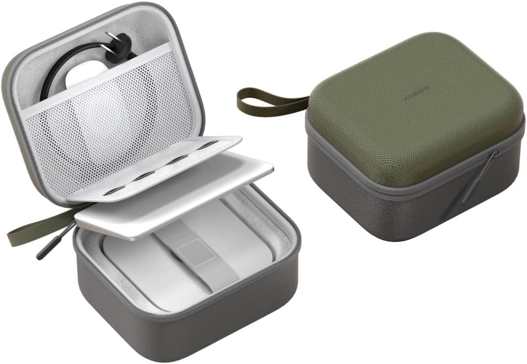 Hagibis Electronic Organizer Travel Case Bag for Mac mini M4/M4 Pro 2024, Portable Carry Case for Cable, Charger, SD Card, Mouse, USB Flash Disk (Green)