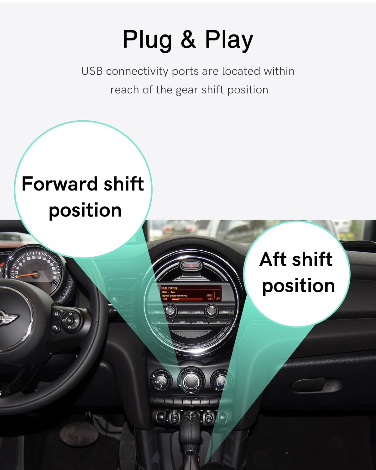Adaptador Bluetooth para BMW Mini One 2014-2016 USB | Compatible con iOS y Android, audio HD, control desde el volante y visualización de canciones en la pantalla.