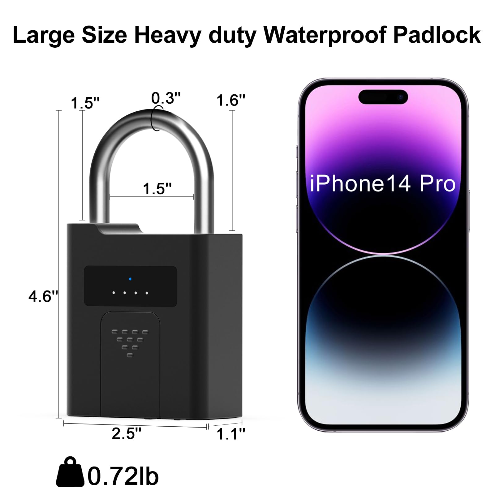 Fingerprint Padlock With Bluetooth - Smart Biometric Lock For Gates, Sheds, And Storage