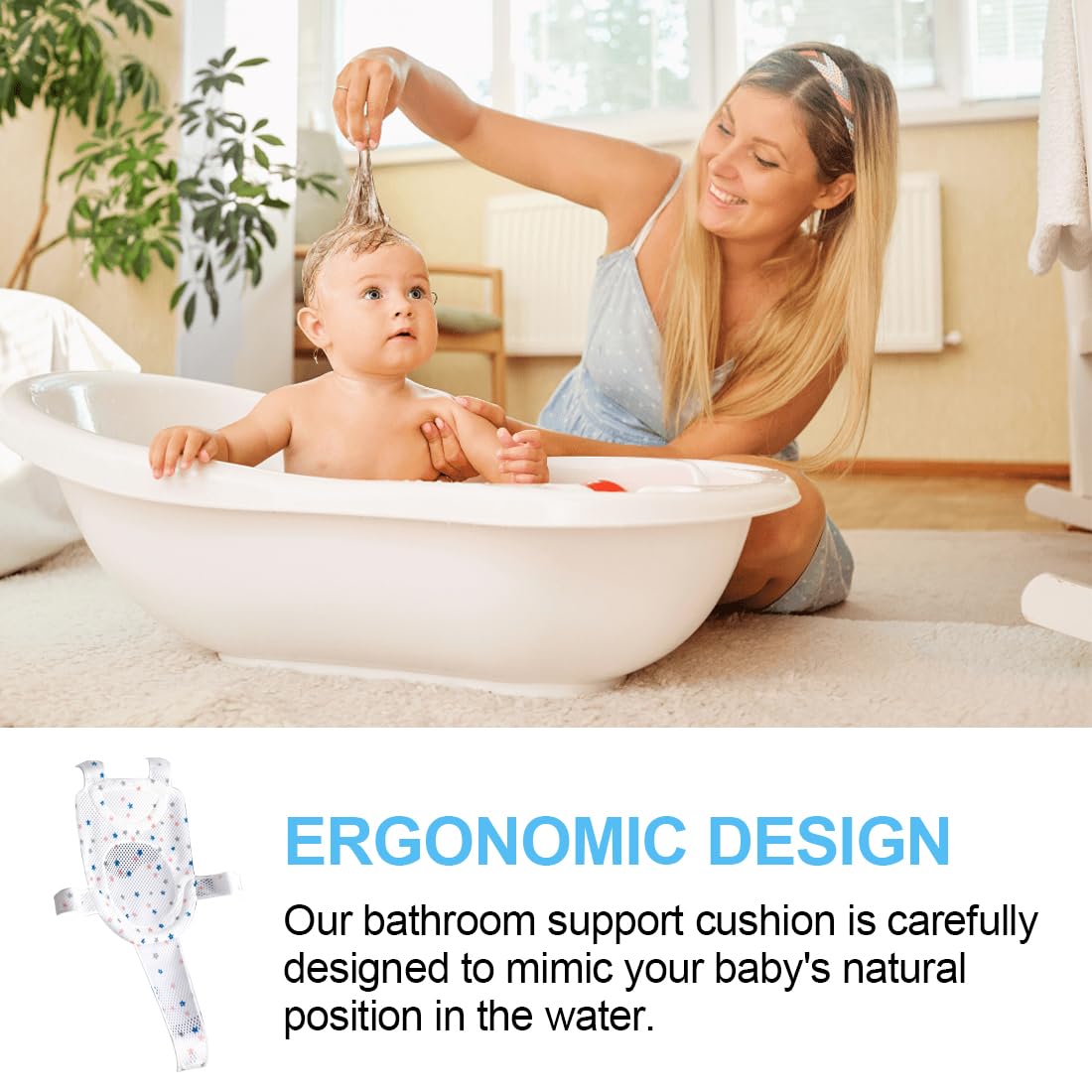 Réducteur de baignoire antidérapant tapis de bain coussin pour bébé réglable respirant
