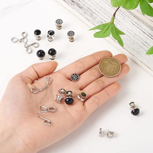 Miniatura 4 de Juego de 6 unidades de extensor de hebilla de cintura ajustable, pasadores de botón de jean desmontables de aleación de zinc, sin coser, repuesto