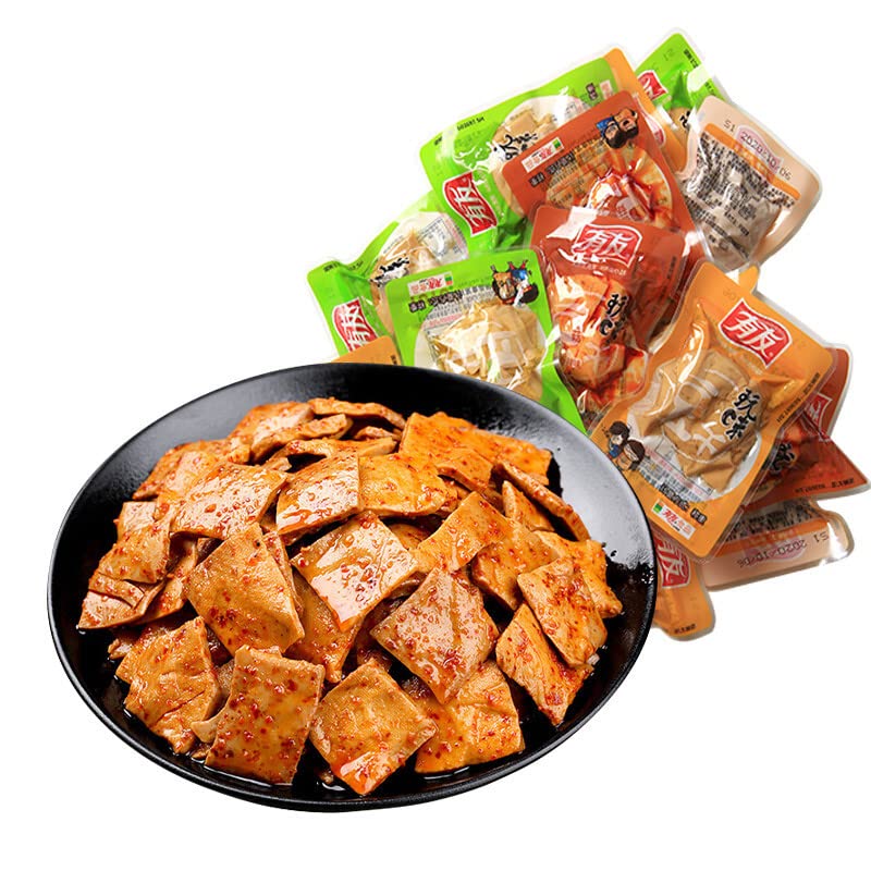 Tofu seco para la oficina, aperitivos y aperitivos independientes, paquete pequeño, productos de frijoles picantes (14.39oz)