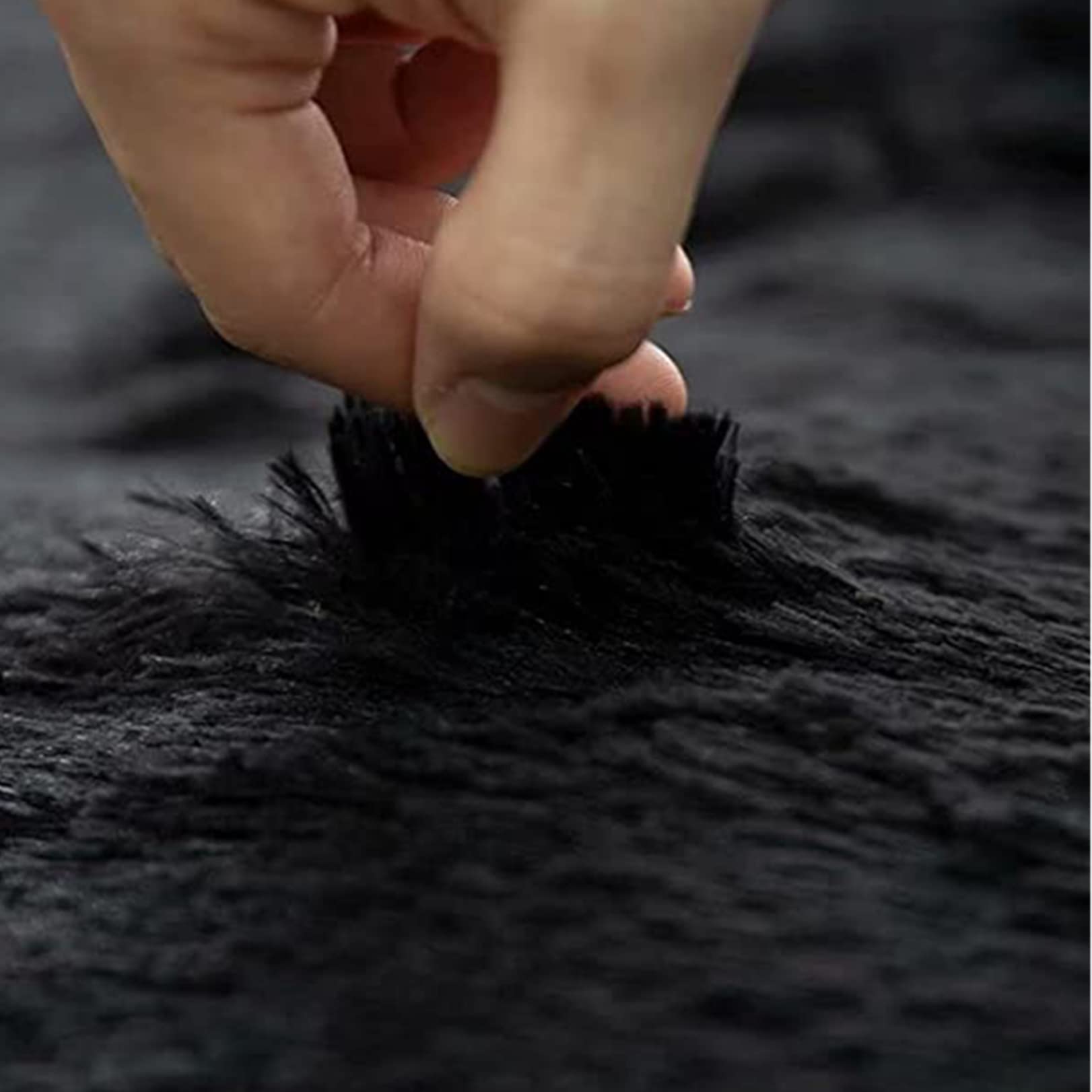 Tapis à poils longs en fausse fourrure douce pour chambre d'enfant, couloir, chambre de jeune, salon - Gris foncé - 80 x 200 cm