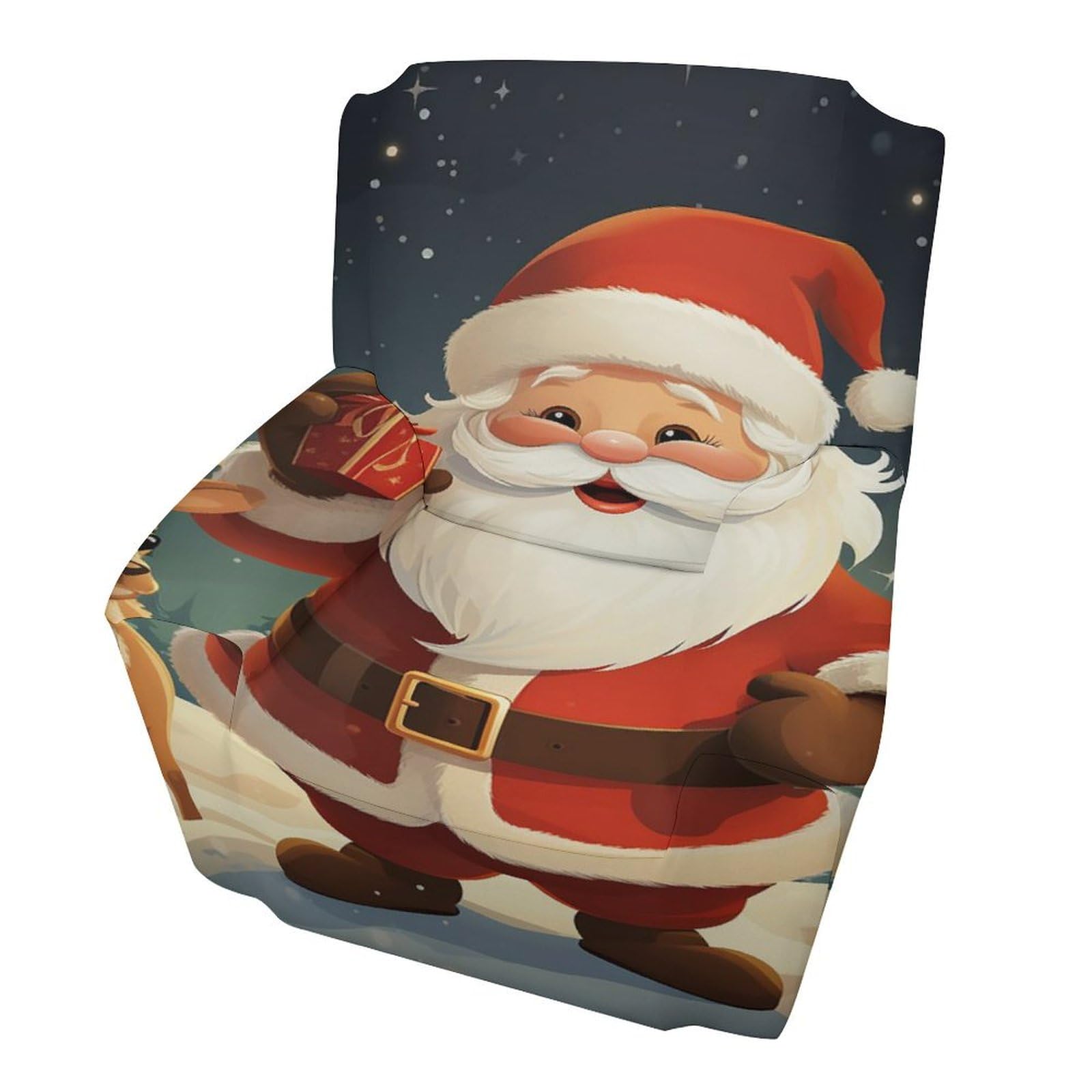 Housse de canapé Père Noël extensible pour rénover un fauteuil usé à Noël