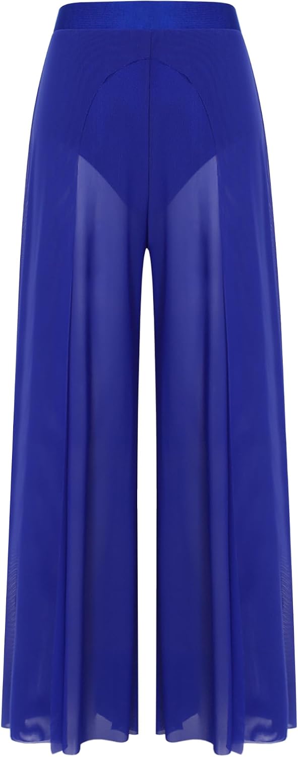 Women's Dance Wide-Leg Pants Gym Workout Mesh Trousers