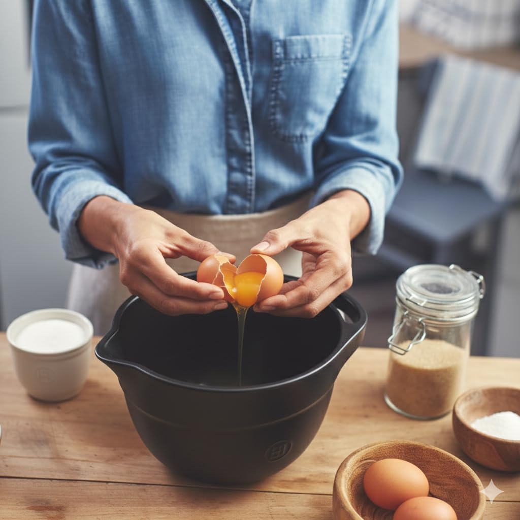 Emile Henry Made in France Mixing Bowl Small 2.6 Quart |Truffle
