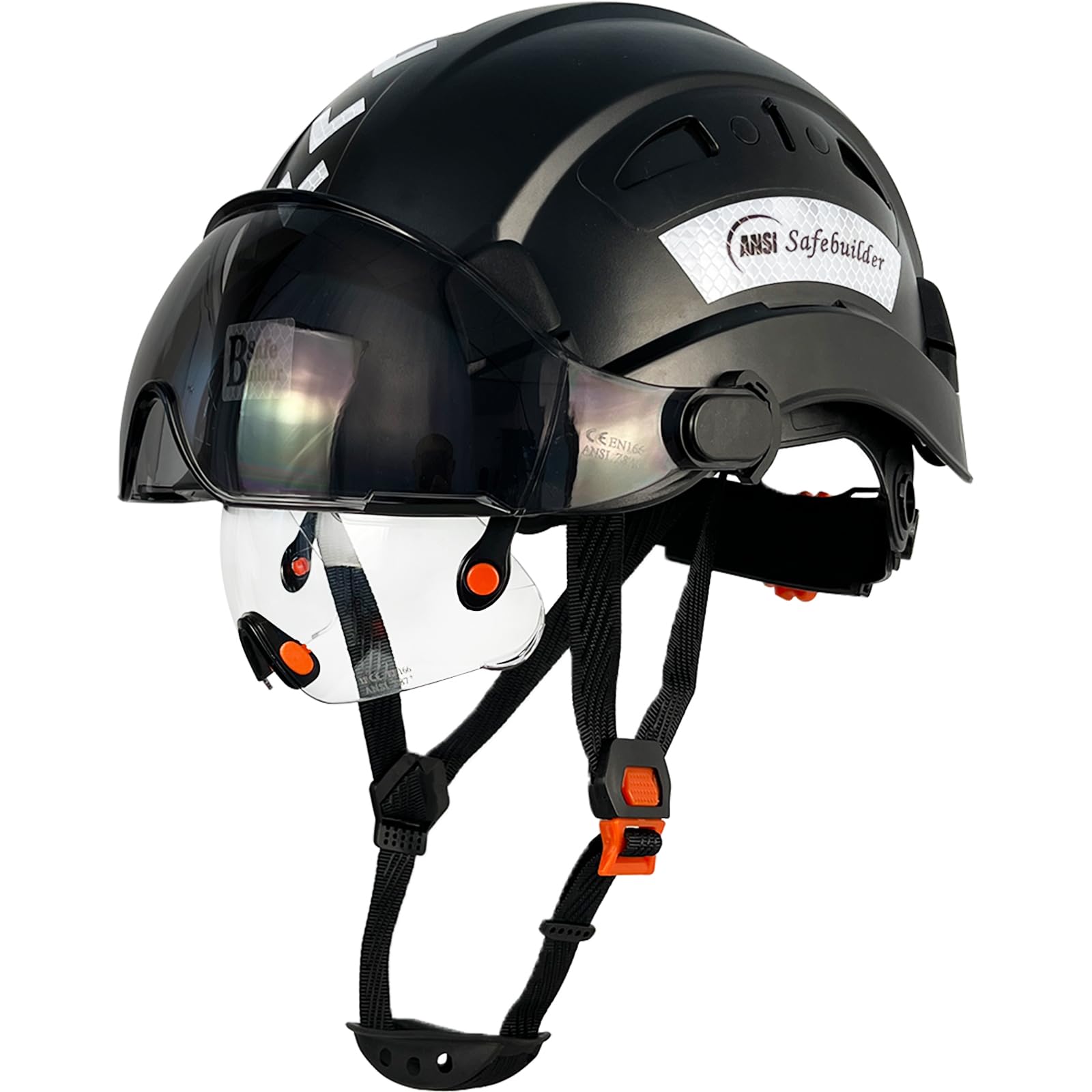 Industrial Safety Helmet with Visor ABS Hard Hat with Visor Adjustable Ventilation Hardhats Construction Head Protection ANSI Z89.1