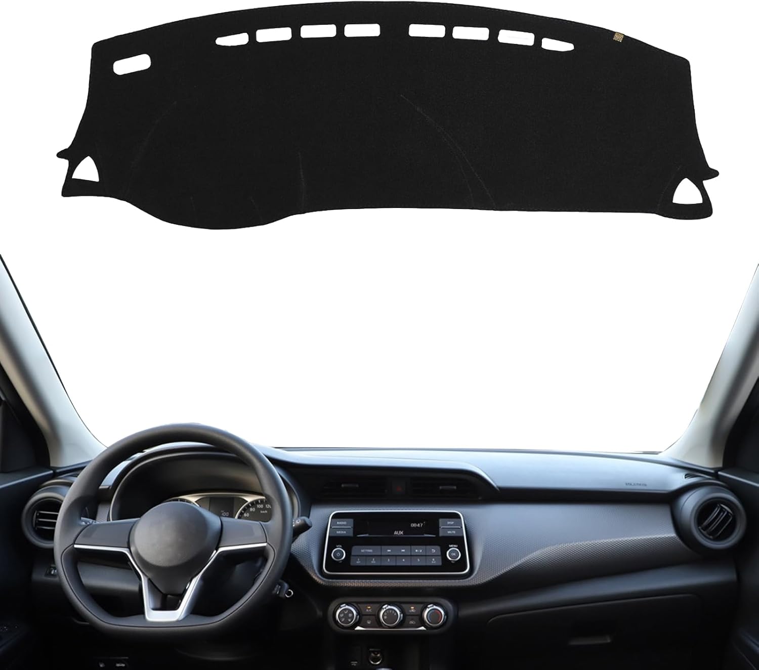 KEYOOG Dashboard Cover Dash Mat Fit for Ni-ssan Kicks 2023-2017 (Without HUD Models),Car Dash Board Mat Anti-Glare Carpet,Non-Slip Pad Sunshield Protector (Black)