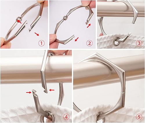 Miniatura 5 de Utopia Alley Ganchos de ducha, anillos de cortina de ducha para baño, ganchos de cortina de ducha a prueba de óxido para cortina de ducha o forro,