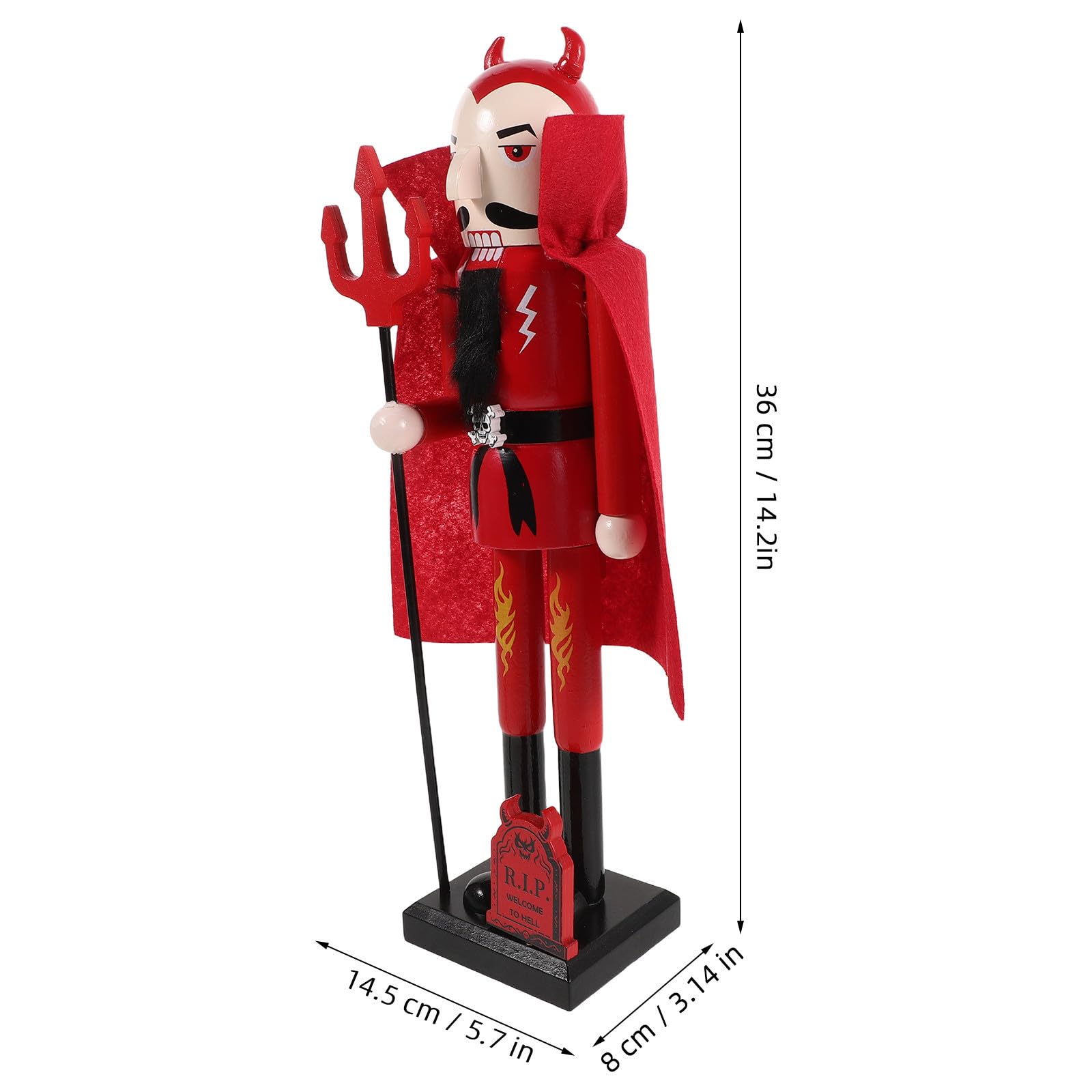 VICASKY Figura Cascanueces de Madera Roja 35,5cm para Halloween