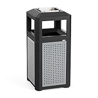 Vista 1 de Safco Products Evos 9933BL - Papelera con urna de cenicero de acero inoxidable, 15 galones, color negro