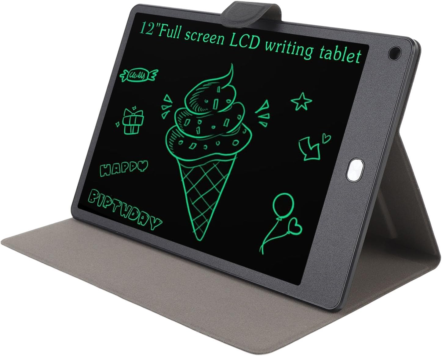Jectse Erasable LCD Writing Tablet with 12 Inch Drawing Pad for Kids and Adults, Reusable Writing Tablet with PU Case Pen for Drafting Taking Notes, Black