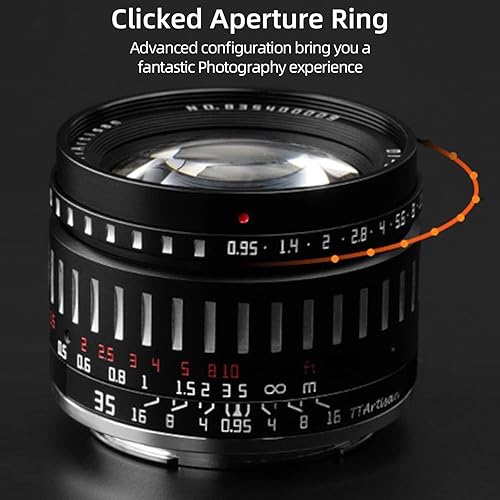 Miniatura 4 de TTArtisan Lente fija manual APS-C de 1.378in F0.95 de apertura más grande para cámaras Sony E-Mount A5000 A5100 A6000 A6100 A6300 A6400 A6500 A6600