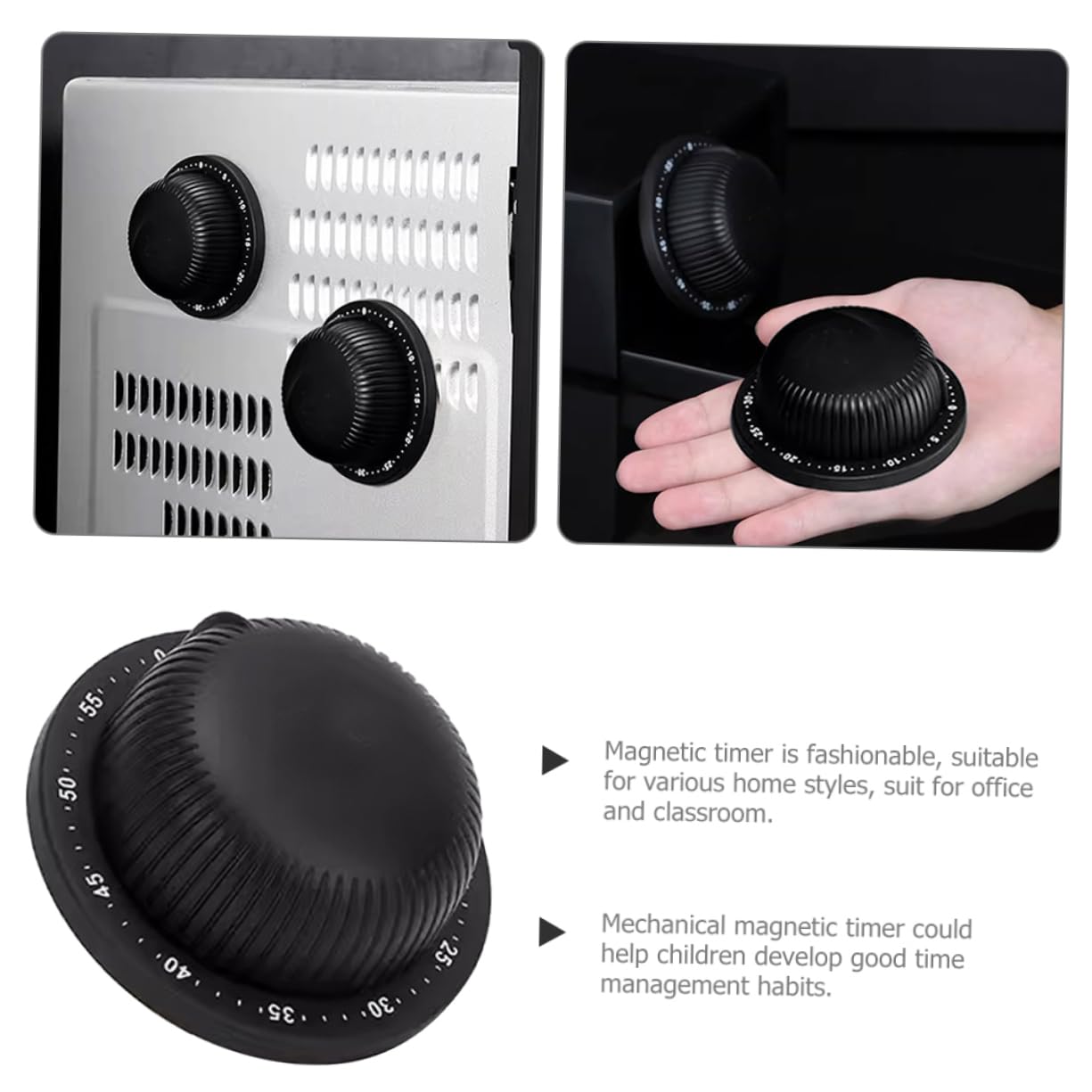 VILLCASE 3 Piezas Temporizador De Cocina Cocinando Temporizador Mecánico De Liquidación Cuadrada De Mecánico Temporizadores para Dispositivo De Cronometraje para La Cocina Negro Imán