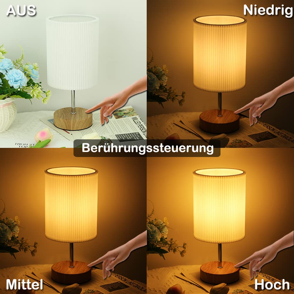 HSLighting Lampka nocna dotykowa ściemniana: lampa stołowa dotykowa ściemniana żarówka 3 poziomy jasności, regulowana lampa biurkowa, minimalistyczna do czytania, salon (Okrągły, 1)