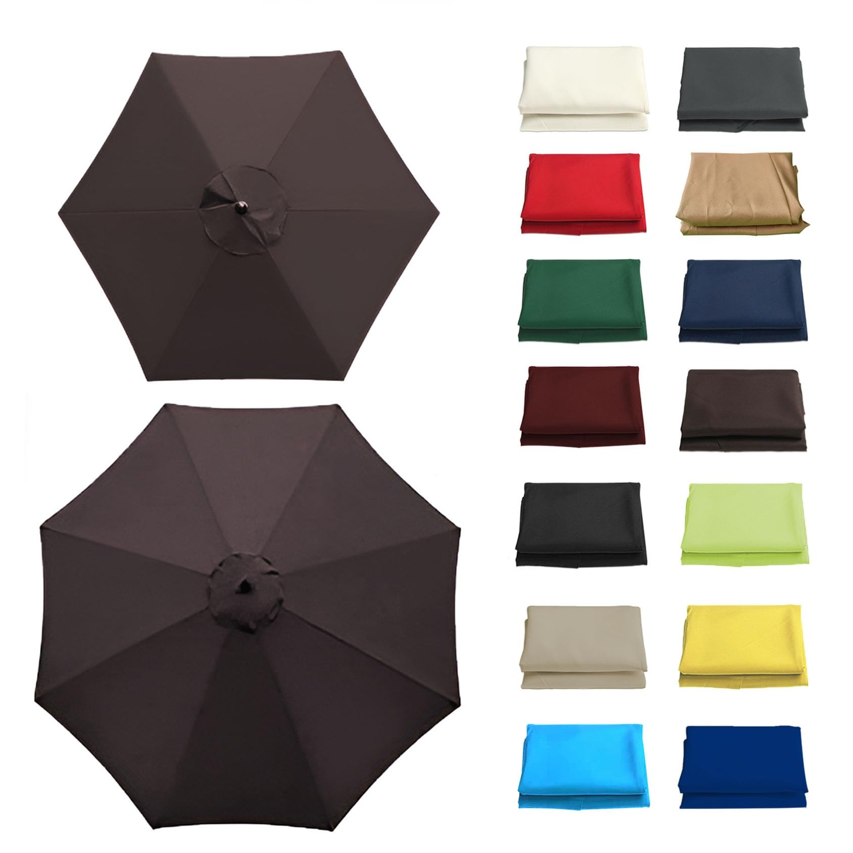 GZDXBF Round Umbrella Canopy Replacement 6 Ribs/8 Ribs, Replacement Parasol Fabric Cover For Outdoor Sunshade Rainproof, Polyester, 200cm 270cm 300cm(Color:Brown,Size:6 ribs: 2m/6.5ft) — image 1