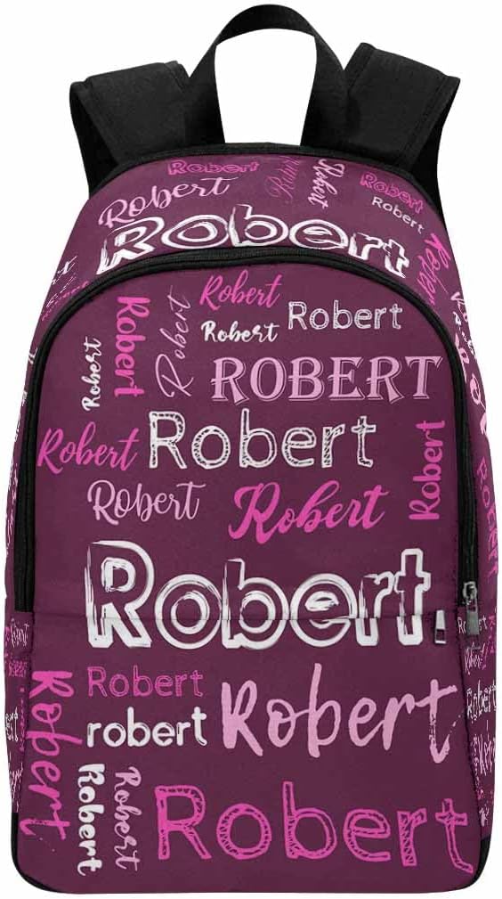 InterestPrint Personalized Shoulder Bag Backpack with Name Customized Pink White Text Dark Pink Backpack Custom Casual Bag Knapsack Daypack Bag for Camping Shopping