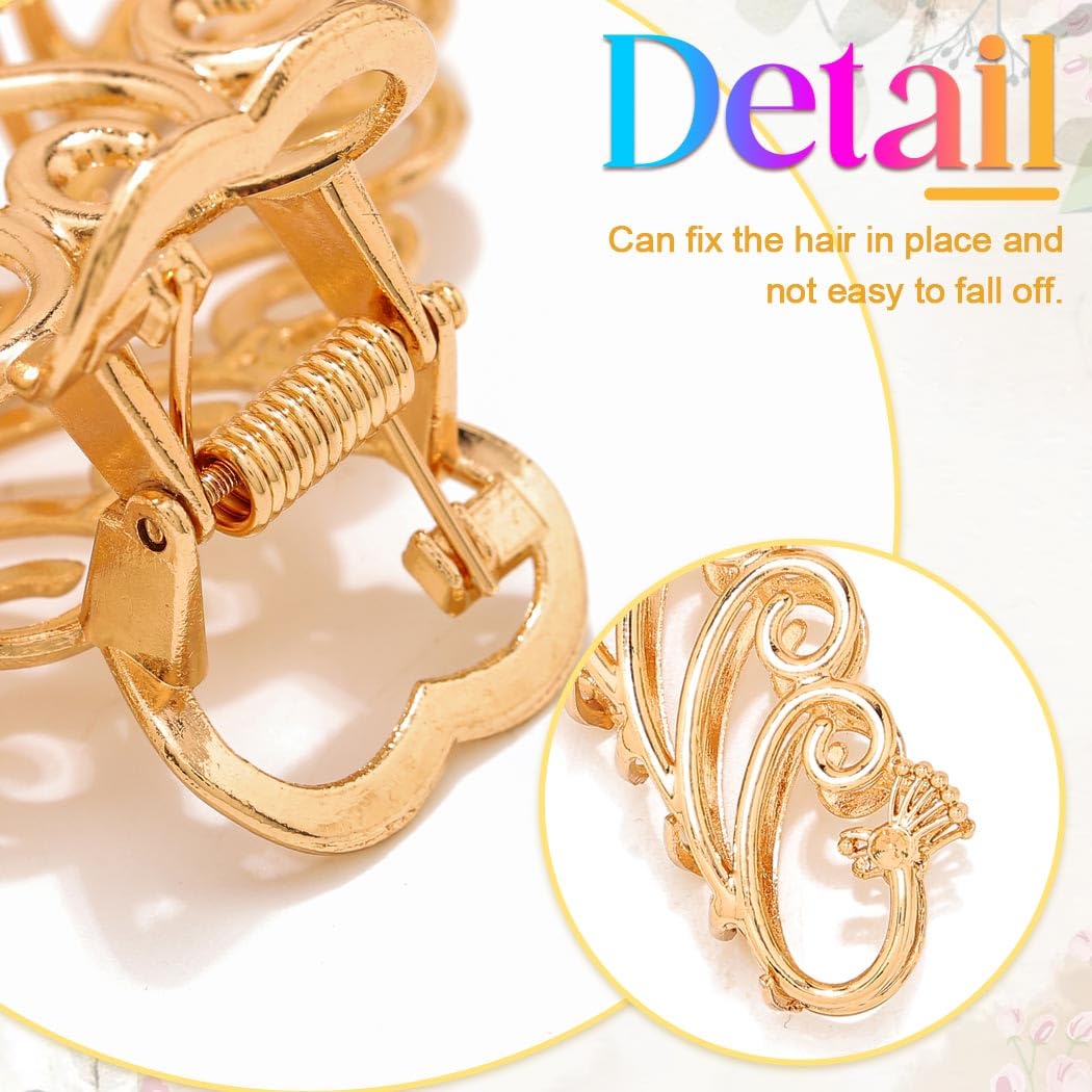 Reaky Peacock Claw Clips Gold Metal Hair Clips Large Hair Clip Hair Accessories for Women, 2 count (Pack of 1) - Image 4