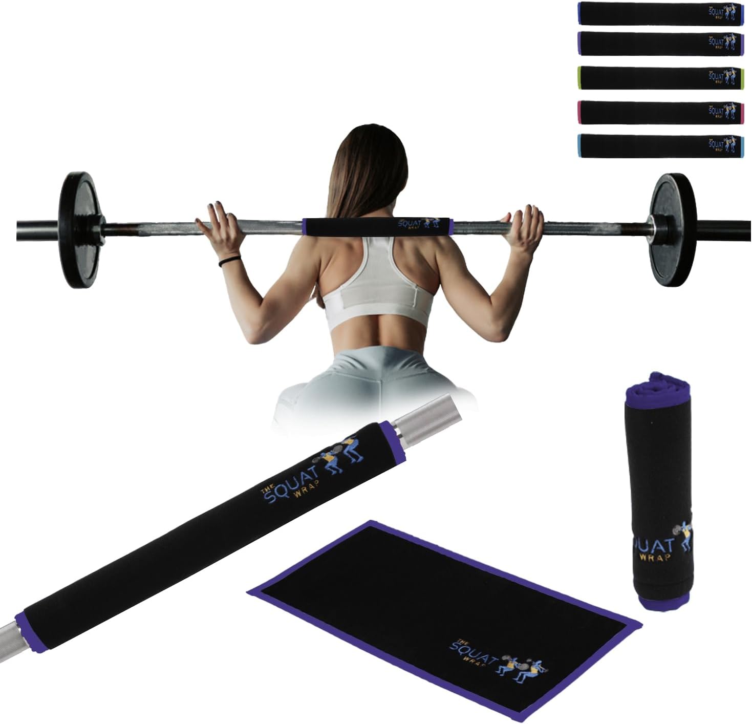 | Squat Wrap (Short) | Thin Bar Pad Wrap. Hugs-the-Bar. Secures to Standard & Olympic Barbells. Great for Squats, Lunges, & Leg Day.
