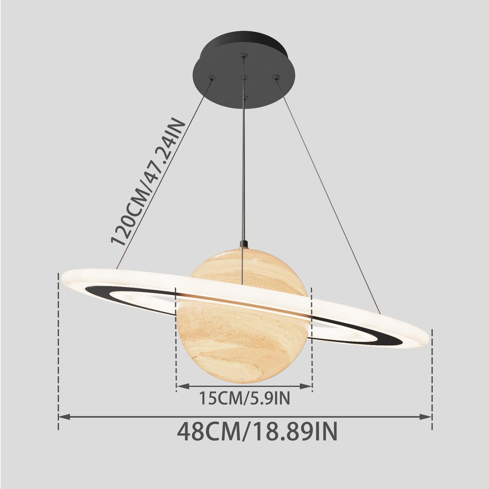 DROMEZ Lampadario Cameretta Bambina Pianeti, 40W LED Lampadario Camera da Letto Bambini con Telecomando, Dimmerabile Lampada a Sospensione con Rotonda Paralume Vetro, per Ragazzi Ragazze