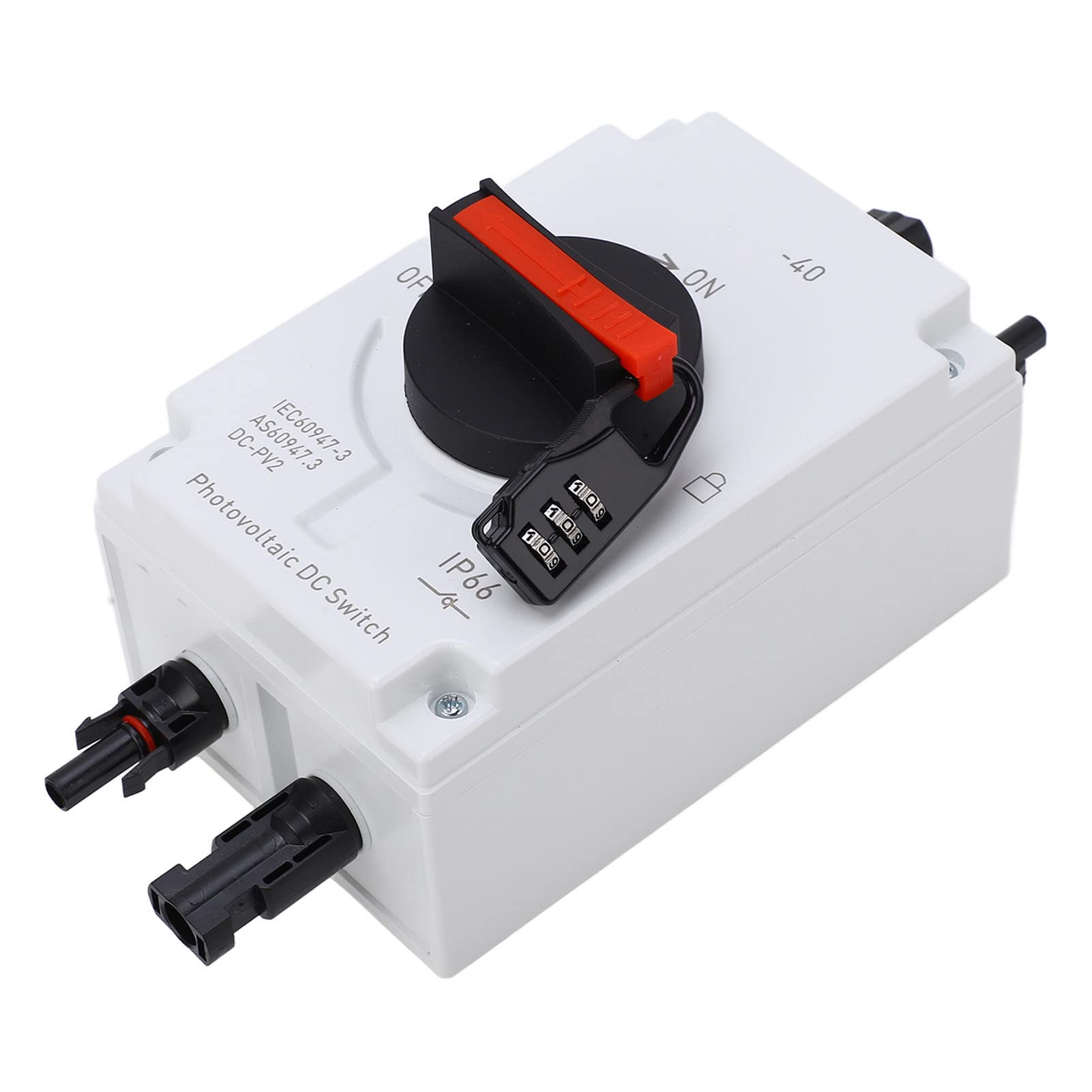 Hyuduo Sezionatore Solare Fotovoltaico, Isolatore Fotovoltaico PC Interruttore Solare DC1200V 32A 4P IP66 Blocco Password Impermeabile, per Installatori di Sistemi di Energia Uso Esterno da -40 °F a