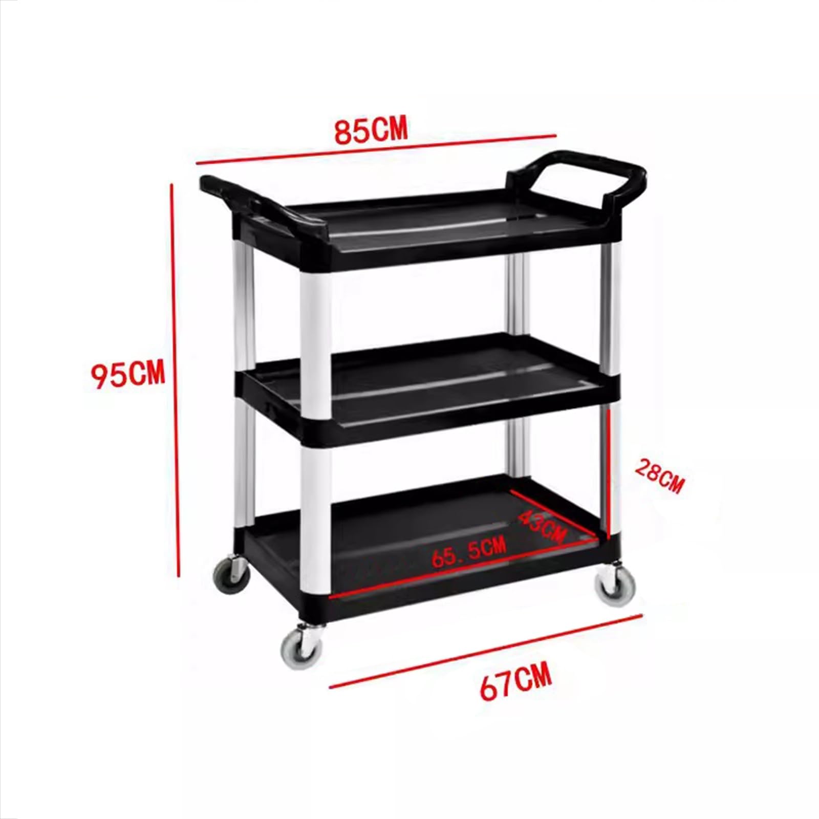 Carrello di servizio for alimenti in plastica a 3 livelli Attrezzatura da cucina for servizio da pranzo Carrello di servizio for carrelli portavivande for ristoranti(M)