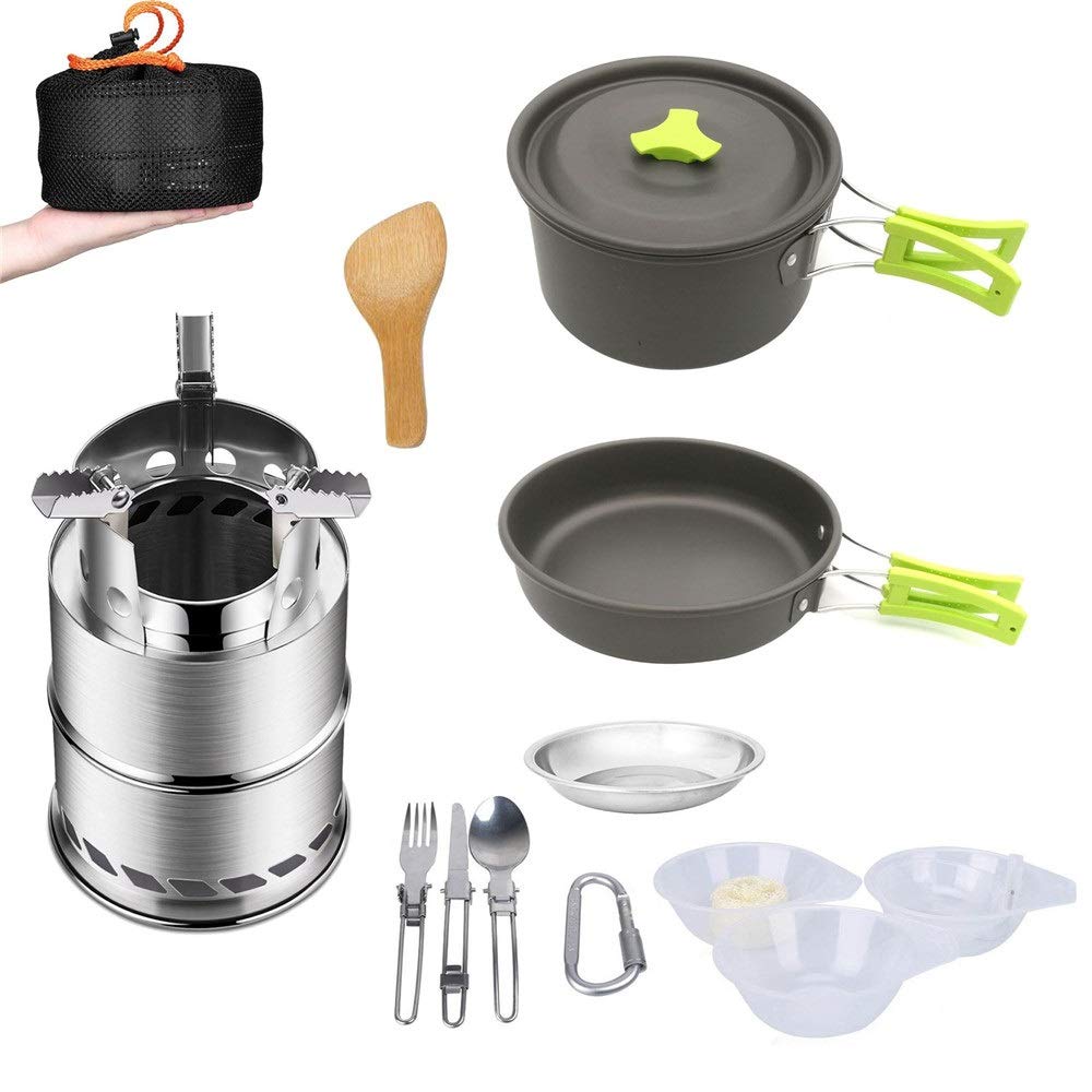 Sprzęt do namiotu plażowego kemping naczynia kuchenne zestaw bałagan garnek patelnia kuchenka szpatułka miska sport lekki aluminiowy plecak zestaw kuchenny z siatkową torbą na zewnątrz składany namiot kempingowy