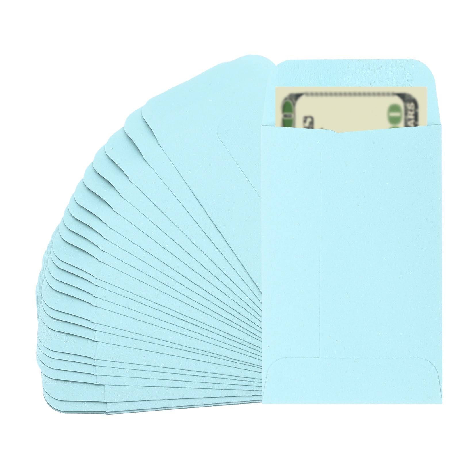 PATIKIL Money Envelope, 25 Pack 3.5" x 2.2" Cash Envelopes Money Holder Bags Budgeting Saving Challenge Letter for Gift Coins Checks Tickets Jewelry Passport Card, Light Blue