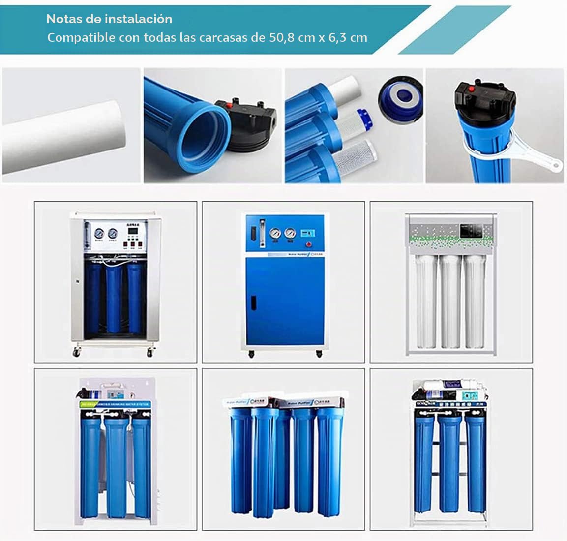 Cartuchos De Filtro 6 Piezas Filtro Repuesto 20" Agua Cartucho Carbón Activado Para Sistemas Ósmosis Inversa 5 Etapas