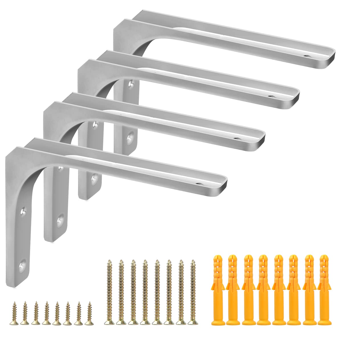 Stainless Steel Shelf Brackets Supports,4 Pcs 200mm Heavy Duty L Shape