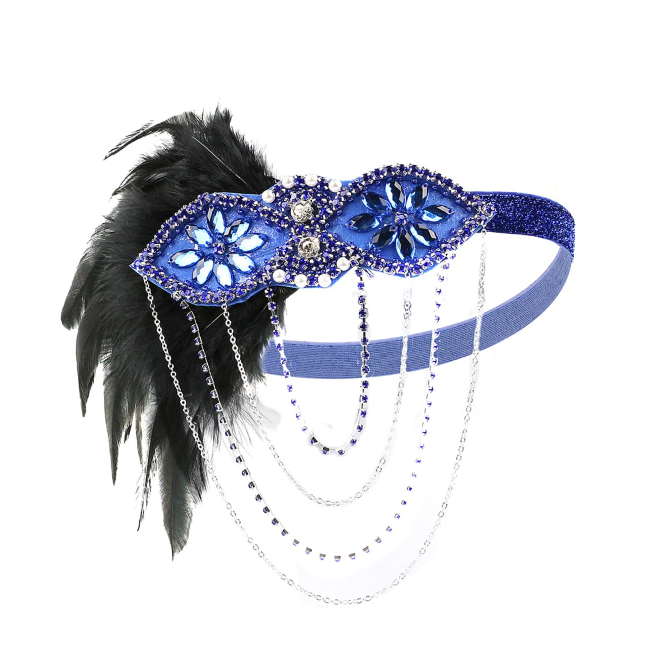 minkissy 2piezas Diadema De Cadena Borlas Para Mujer Accesorio Elegante De Fiesta y Fotografía Color Azul