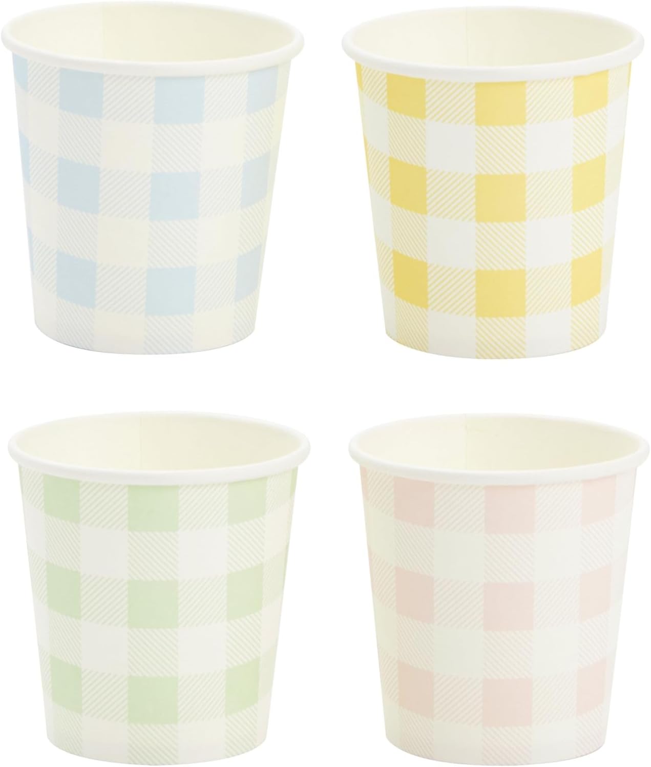 Sparkle and Bash Gingham Cups - 100 Pack, 4 oz, Pastel Gingham - Mini Disposable Paper Cup for Espresso Shots - Pastel Disposable Coffee Cups - Image 5