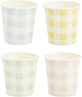 Vista 5 de Sparkle and Bash Gingham Cups - 100 Pack, 4 oz, Pastel Gingham - Mini Disposable Paper Cup for Espresso Shots - Pastel Disposable Coffee Cups Pastel