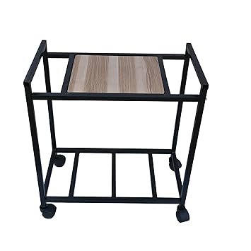 DWET Stainless Steel Foldeble Heavy Duty Inverter Battery Trolley for Home | Inverter Stand | Sunmica Mix Wood Inverter Trolley | Battery Stand for Inverter with 360 Movable Wheel (Black)