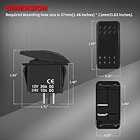 Vista 2 de DaierTek Interruptor Basculante Marino 12V Interruptor de Palanca Impermeable 12 Voltios 20A SPST 2 Pines ON/OFF Heavy Duty para Barco RZR RV