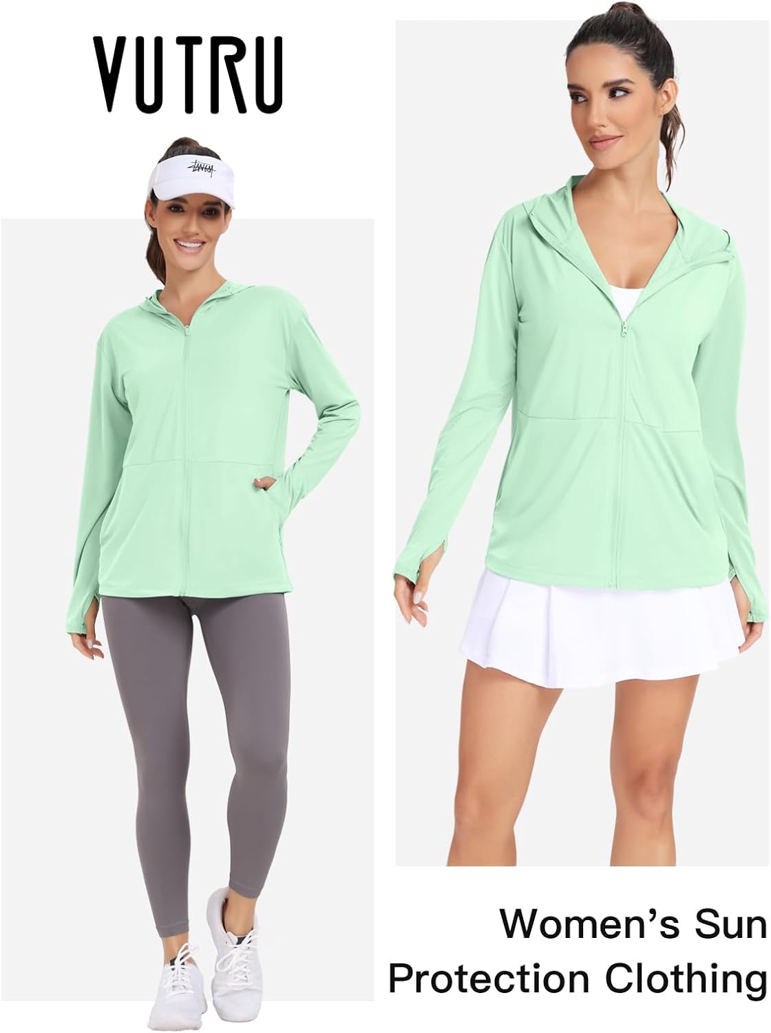 VUTRU Women's UPF 50+ Sun Protection Hoodie Jacket Lightweight Long Sleeve Sun Shirt UV Hoodie with Pocket - Image 6