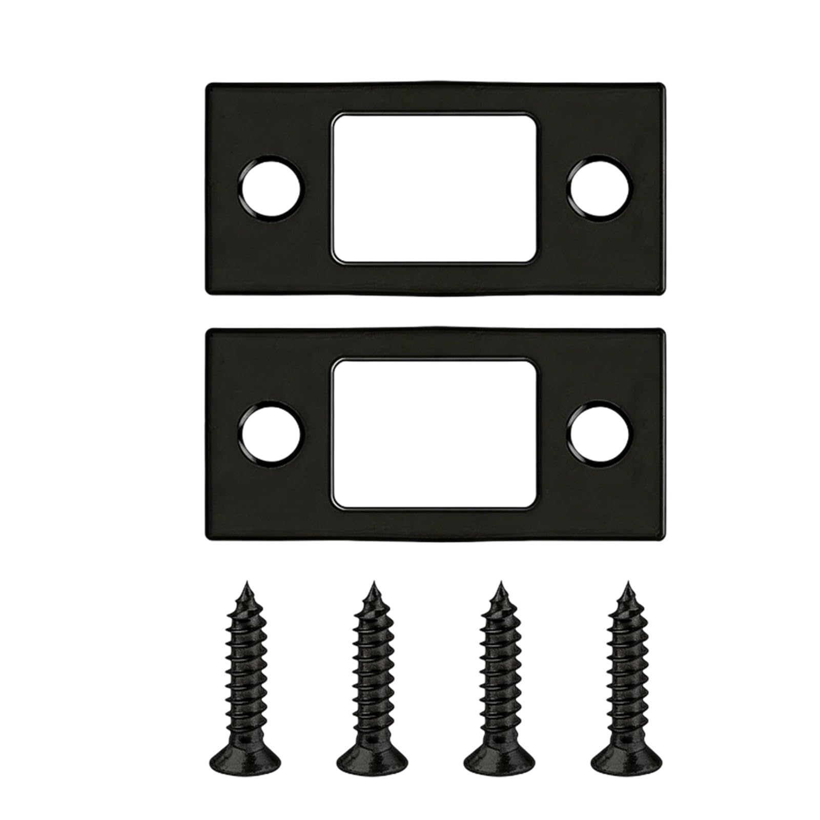 PureSphere 2 Pack Door Strike Plates, 57x25.5mm 201 Stainless Steel Deadbolt Latch Plates for Door Frame Jamb, Matte Black for Home Office Door Repair