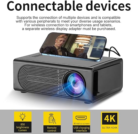 Portable Mini LED HD 1080P Home Theater Projector - Compatible with USB, Computer DVD, Set-top Box, and Mobile Hard Drive(black M200)