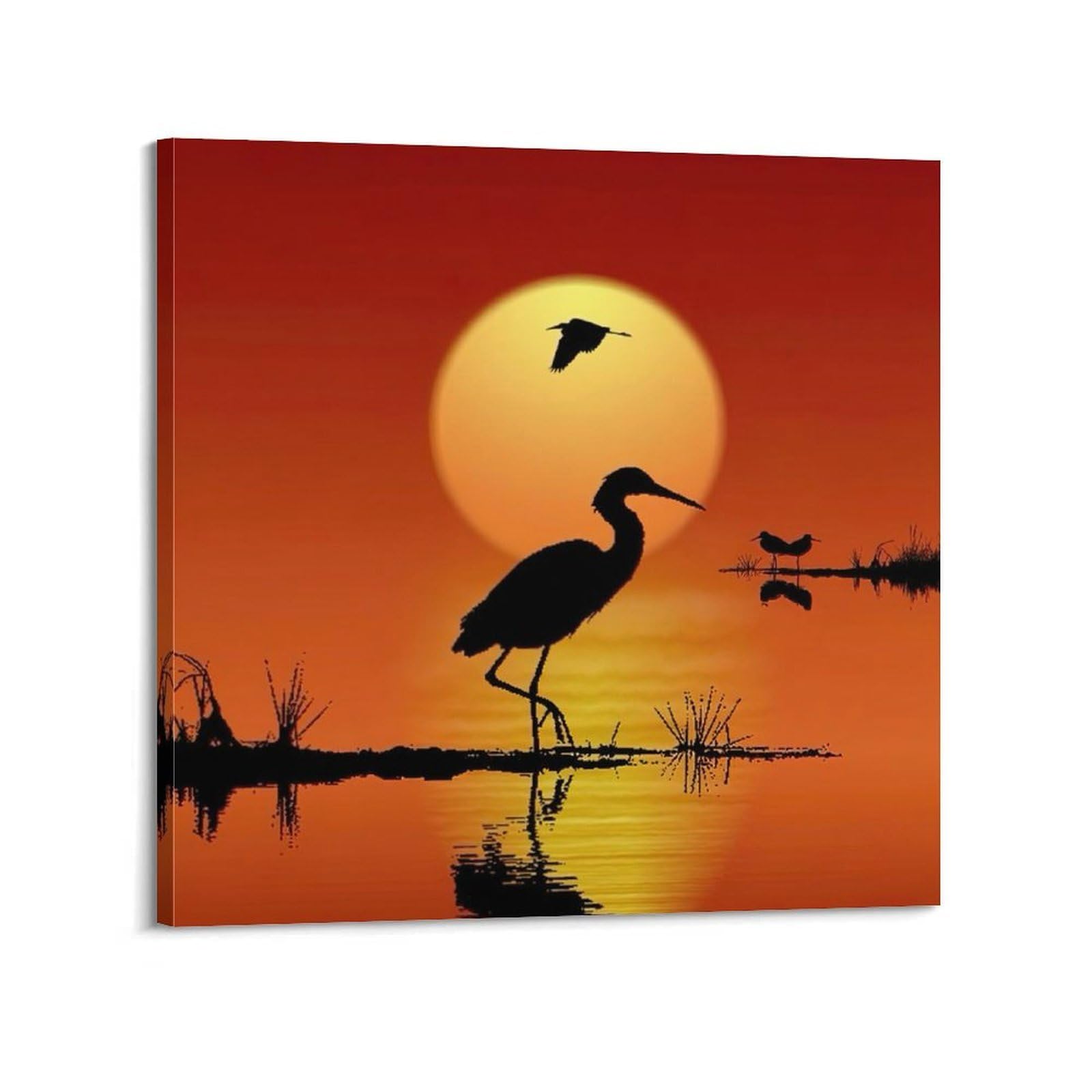 WZKTCL Animal Poster Sunset Birds Poster Decorative Painting Canvas Wall Posters And Art Picture Print Modern Family Bedroom Decor Posters 24x24inch(60x60cm)