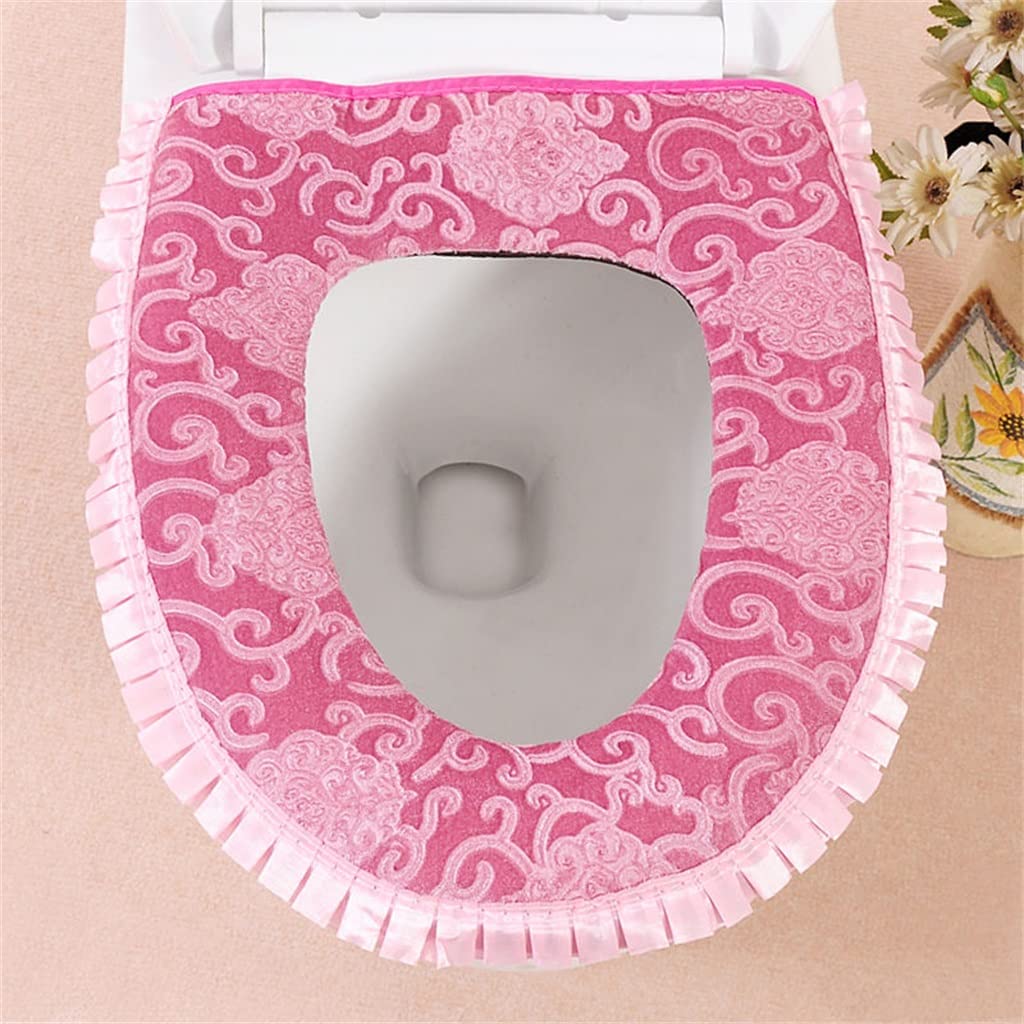 Mzpxqmsyk Women's Pink Toilet Seat Cushion, Toilet Seat Cushion Cover Warm Washable Multicolor(Pink)