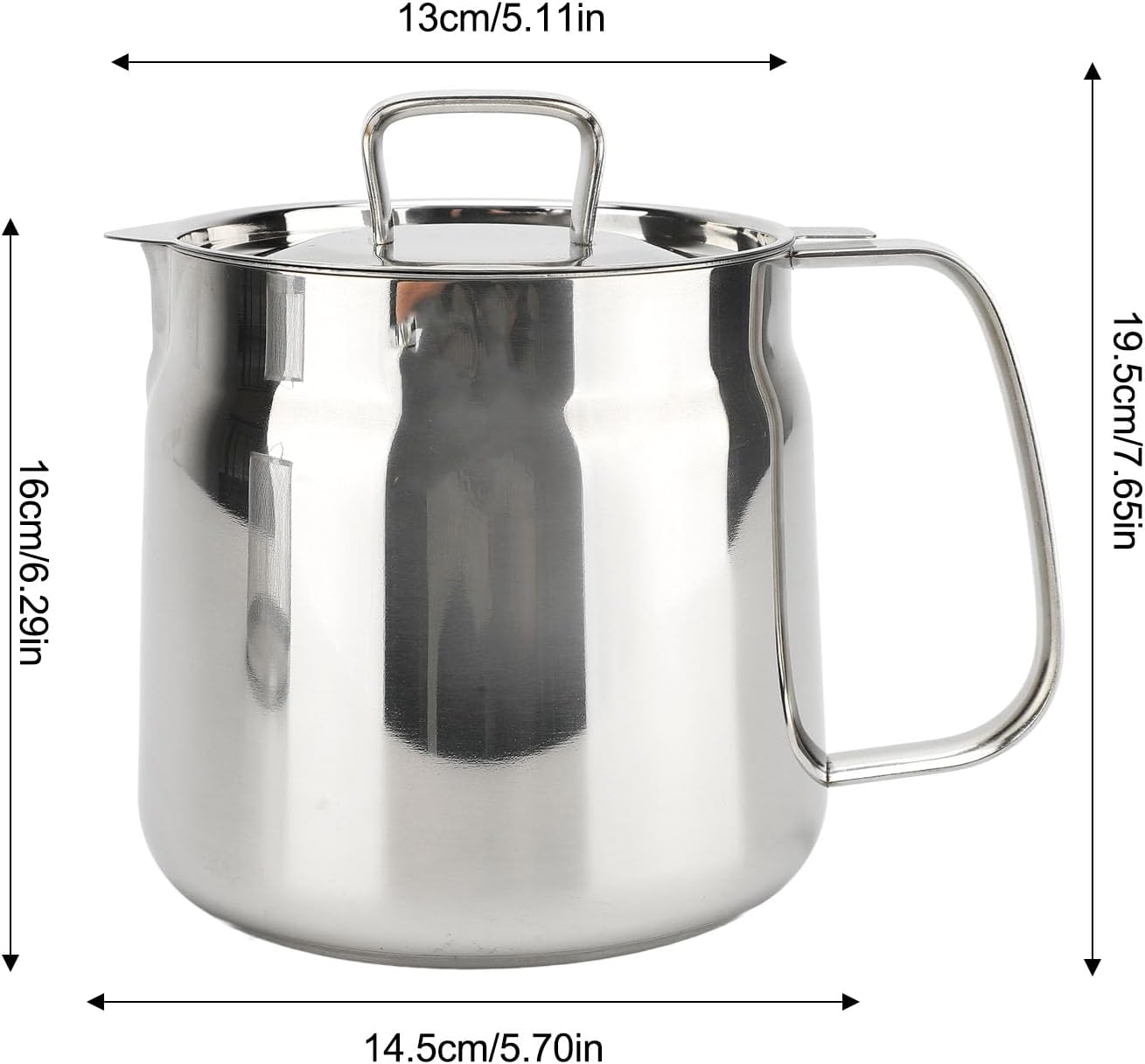 Oil Strainer Pot Grease Can, Stainless Steel Oil Filter Pot Oil Storage Can Container with Fine Mesh Strainer Bacon Grease Container for Storing Frying Oil, Cooking Grease (2L) image 2